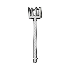 freehand drawn cartoon devil fork
