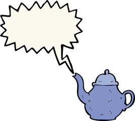 cartoon teapot with speech bubble