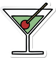 sticker of a cute cartoon fancy cocktail