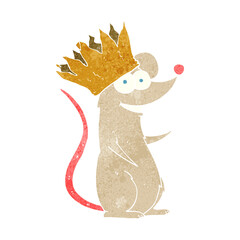 freehand retro cartoon mouse wearing crown