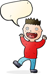 cartoon crazy happy man with speech bubble