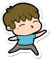 Obraz premium sticker of a cartoon curious boy