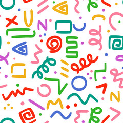 90s seamless pattern colorful squiggle