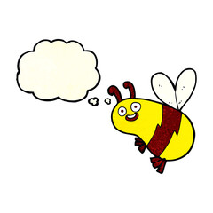 funny cartoon bee with thought bubble