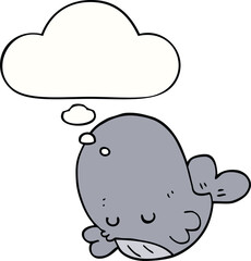 cartoon whale with thought bubble