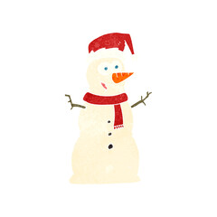 freehand retro cartoon snowman