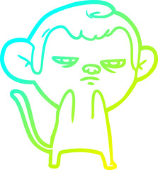 cold gradient line drawing of a cartoon monkey