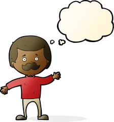 cartoon dad waving with thought bubble