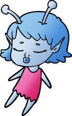cute alien girl cartoon