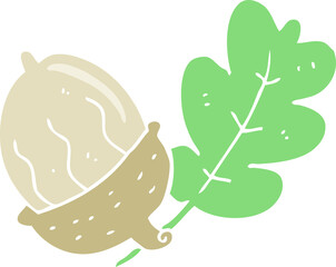 flat color illustration of acorn