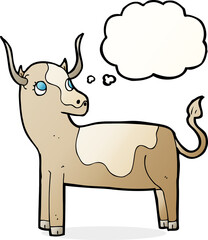 cartoon cow with thought bubble