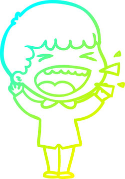 recommend clip art: cold gradient line drawing of a cartoon laughing man