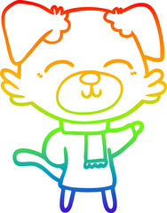 rainbow gradient line drawing of a cartoon dog