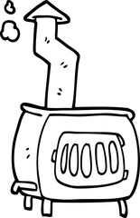 line drawing cartoon old wood burner
