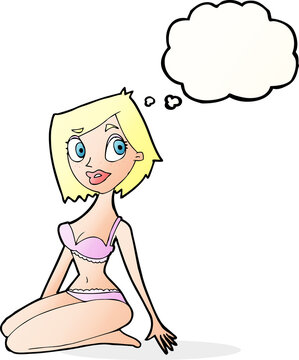 recommend clip art: cartoon pretty woman in underwear with thought bubble
