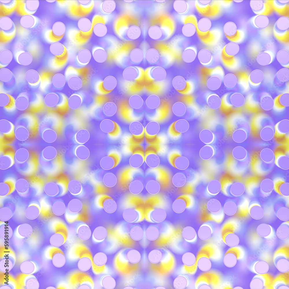 Poster Abstract hypnotic digital illustration of a symmetrical pattern of a group of objects. Digital background. 3d rendering