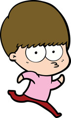 nervous cartoon boy