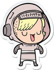 sticker of a cartoon astronaut woman