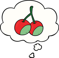  cartoon cherries with thought bubble