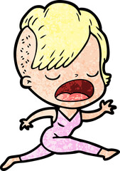 cartoon cool hipster girl talking