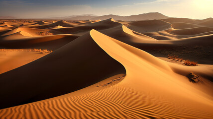 Fototapeta na wymiar Sand dunes in the desert, Generative AI