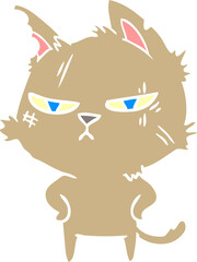 tough flat color style cartoon cat