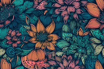 Wandaufkleber Seamless floral pattern, Generative AI © AIExplosion