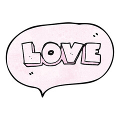 freehand speech bubble textured cartoon word love