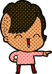 cartoon happy hipster girl