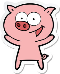 sticker of a cheerful pig cartoon