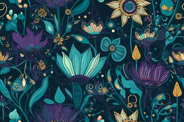 Deurstickers Seamless floral pattern, Generative AI © AIExplosion