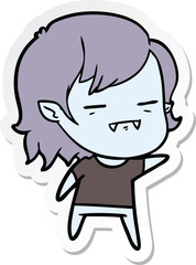 sticker of a cartoon undead vampire girl pointing
