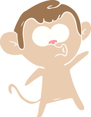 flat color style cartoon surprised monkey