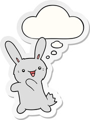cartoon rabbit with thought bubble as a printed sticker