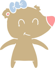 female bear flat color style cartoon