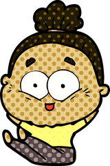 cartoon happy old woman
