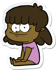 sticker of a cartoon girl smiling
