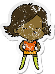 distressed sticker of a cartoon woman