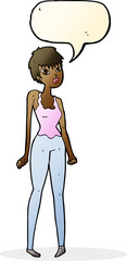 cartoon pretty woman  with speech bubble