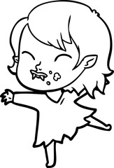 cartoon vampire girl with blood on cheek