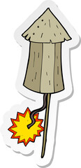 sticker of a cartoon old wooden firework
