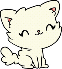 cartoon illustration cute kawaii fluffy cat