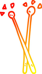 warm gradient line drawing of a cartoon drum sticks