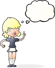 cartoon maid with thought bubble