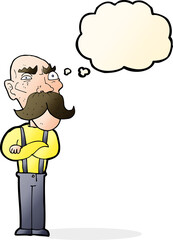 cartoon angry old man with thought bubble