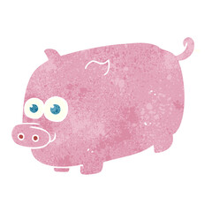freehand retro cartoon pig