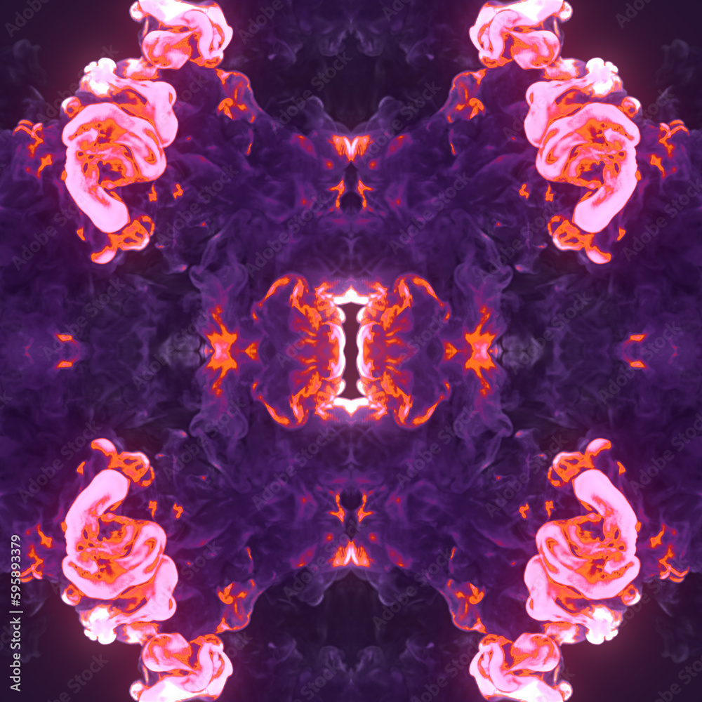 Aufkleber fantastic explosion with neon colored chemical smoke. abstract kaleidoscopic pattern. 3d rendering d