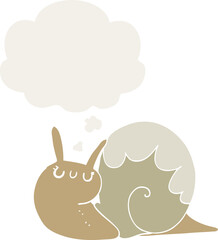 cute cartoon snail with thought bubble in retro style