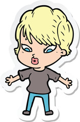 sticker of a cartoon woman