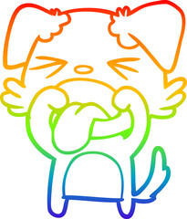 rainbow gradient line drawing of a cartoon disgusted dog